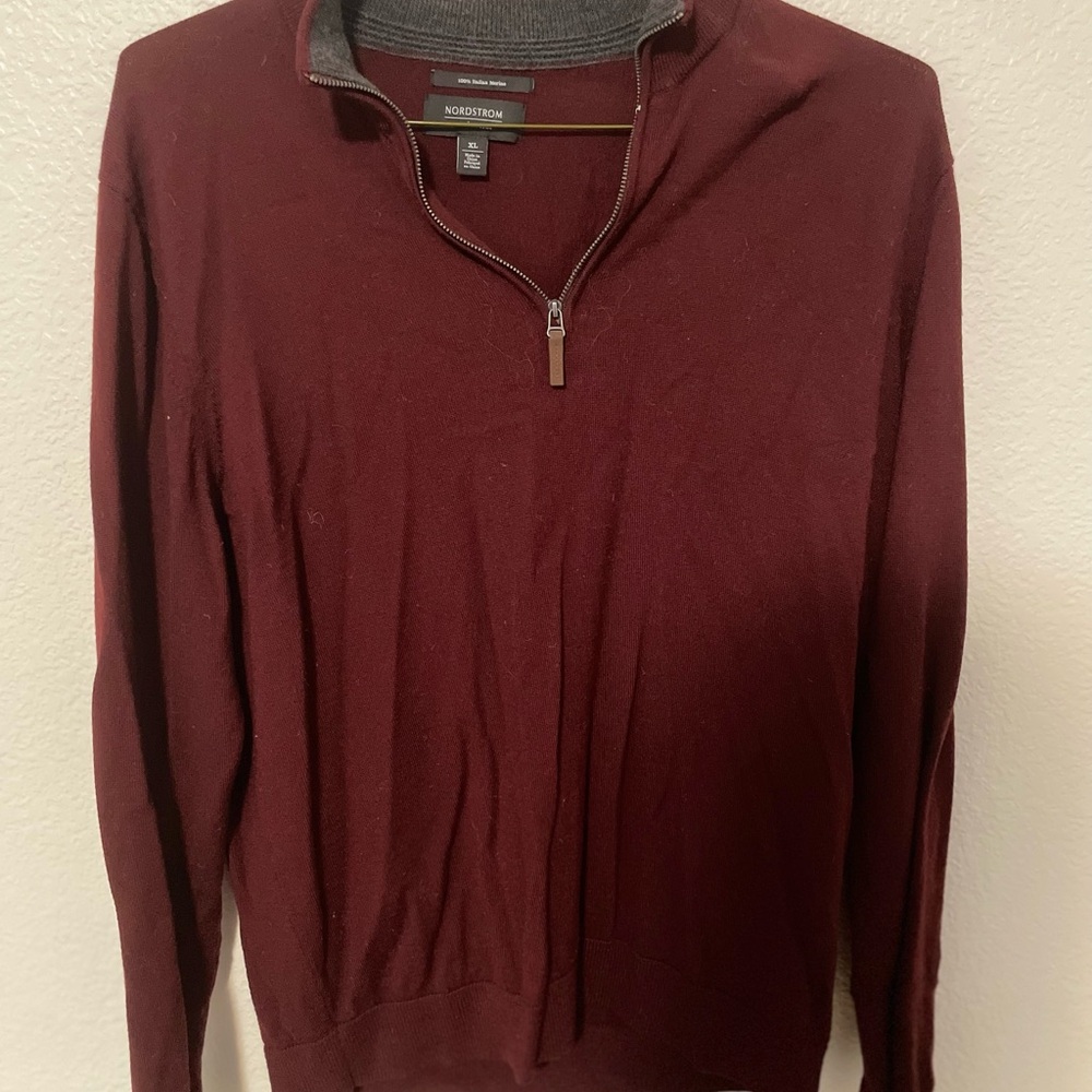 Nordstrom Men's Zip-Up Sweater in Burgundy and Gray